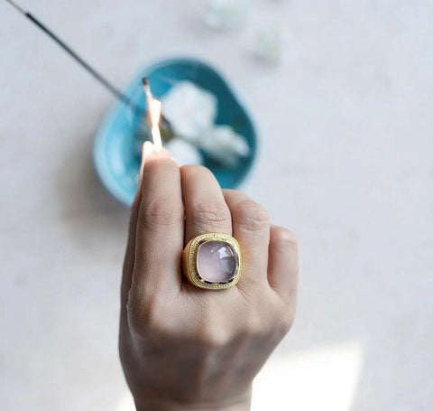 Nightingale ring- rose quartz