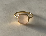 The Nightingale~ small square ring~ pink quartz