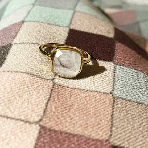 The Nightingale~ small square ring~ Moonstone